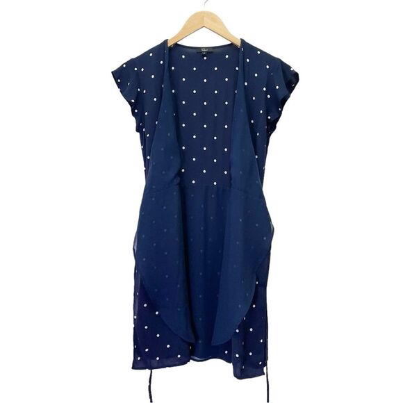 Rails Brenna Wrap Dress Navy & White Polka Dot Flutter Sleeve Mini Dress Size XS - Picture 4 of 13